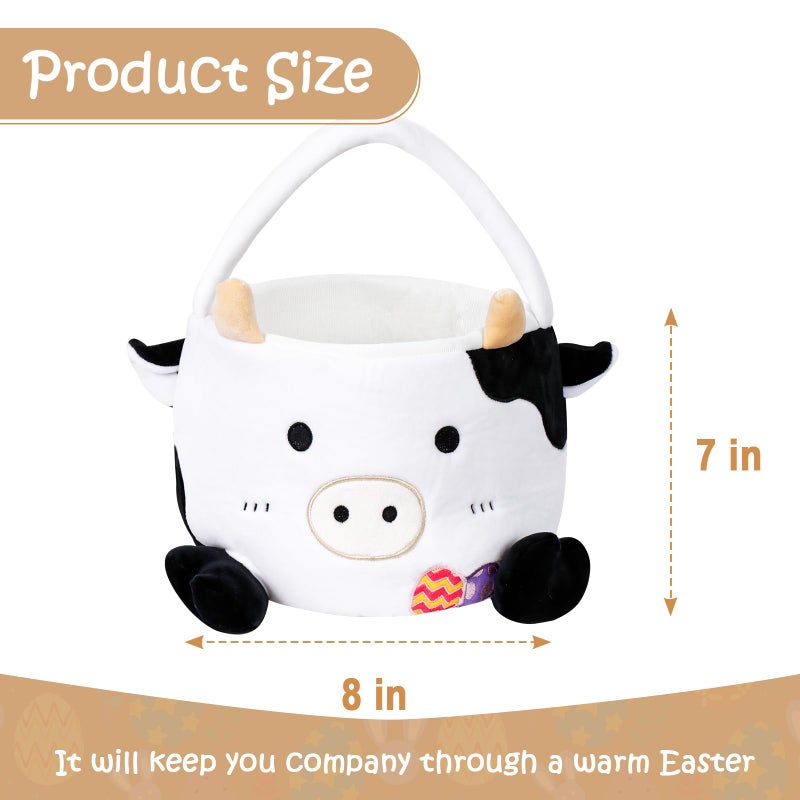 Wepop Easter Baskets for Kids, Cute Cow Easter Egg Buckets Huting Festivals Gift for Girls Boys - Image 3