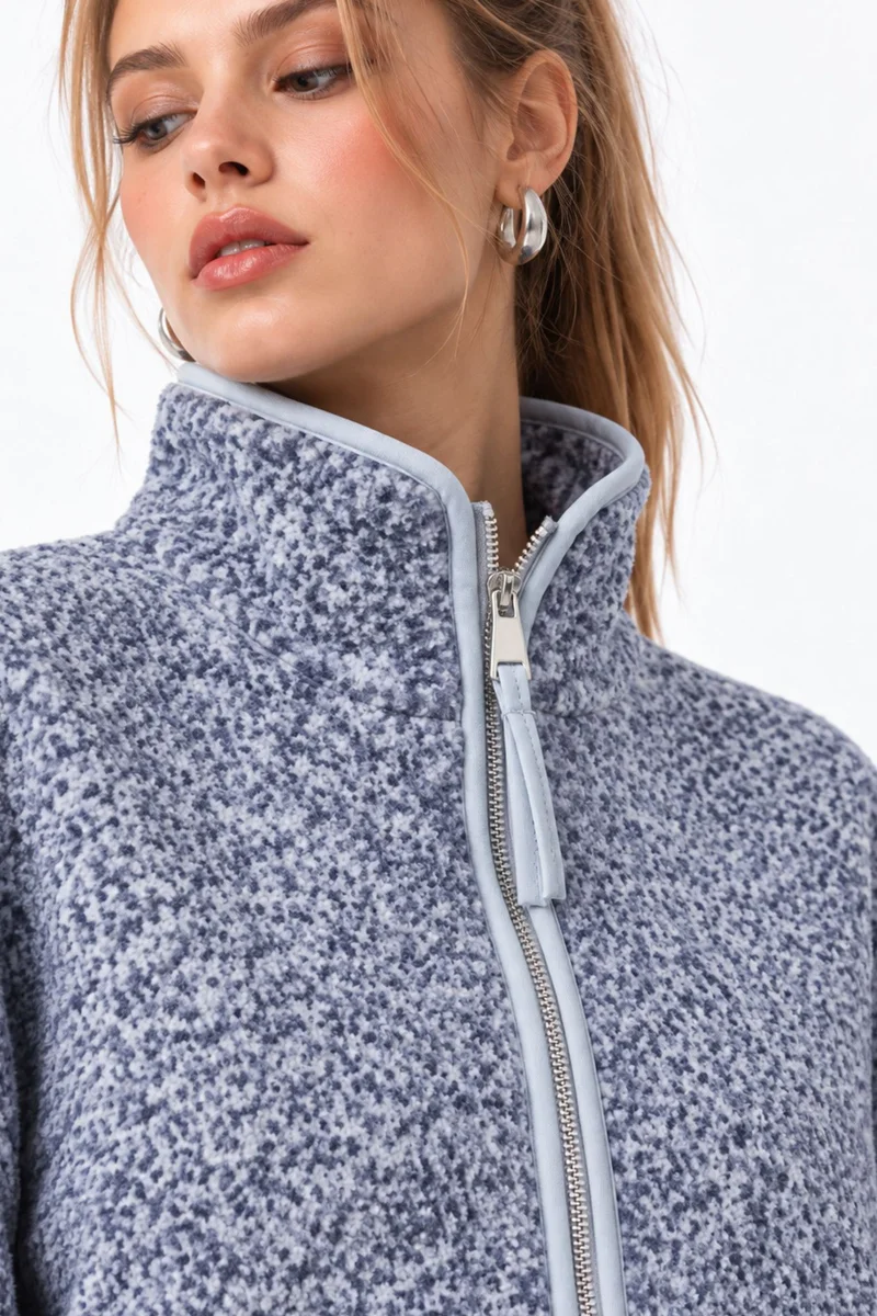 Mixray MIXRAY Women's Half Zip Textured Sweatshirt