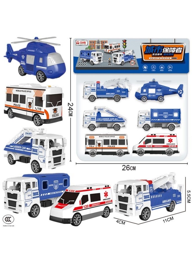 Card Head Bag Boy Play Back Car Project Fire Transportation Law Enforcement Team Scene Suit Children's Toys-Color:54674 Hanging Bag  832-c13  - Image 2