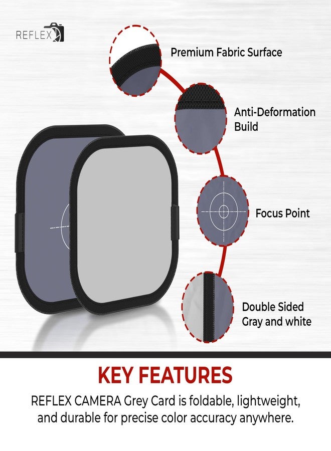 REFLEX CAMERA 8x8" (20x20cm) Double Sided White Balance 18% Grey Card - Portable Gray Reference Reflector for Photo & Camera Colour Correction - Achieve Accurate White Balance in Every Shot - Image 5