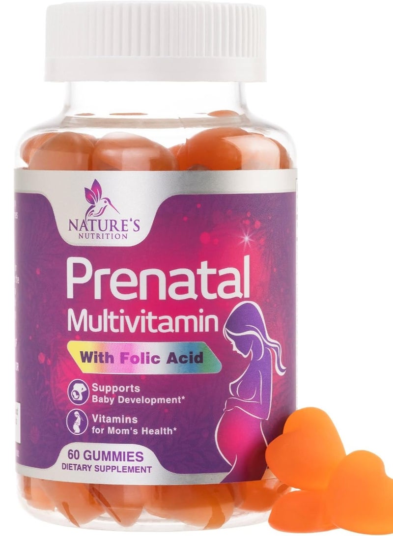 Nature's Nutrition Prenatal Gummy with Folic Acid, Prenatal Vitamins for Pregnant & Nursing Women 60 Gummies, 30 Day Supply - Image 1