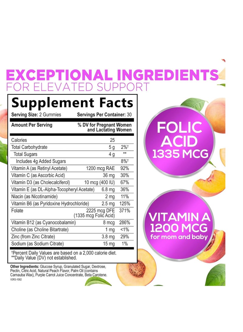 Nature's Nutrition Prenatal Gummy with Folic Acid, Prenatal Vitamins for Pregnant & Nursing Women 60 Gummies, 30 Day Supply - Image 2