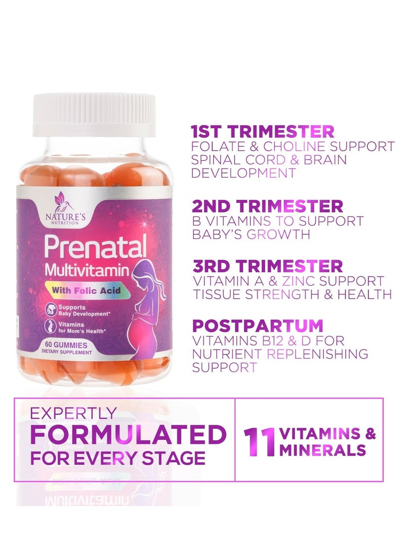 Nature's Nutrition Prenatal Gummy with Folic Acid, Prenatal Vitamins for Pregnant & Nursing Women 60 Gummies, 30 Day Supply - Image 3