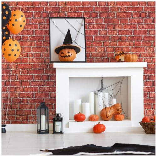 Coavas Brick Wallpaper Peel and Stick Red Faux Brick Contact Paper 17.7x118.1 Inches Removable Wall Paper Adhesive Renter Friendly Wallpaper Bathroom Wallpaper Farmhouse Kitchen Backsplash - Image 1