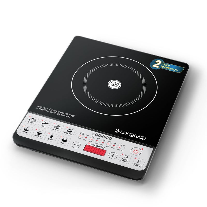 Longway Cookpro IC 2000 Watt Induction Cooktop with Auto Shut-Off & Over-Heat Protection With 8 Cooking Mode & BIS Approved (Black, Push Button) - Image 5