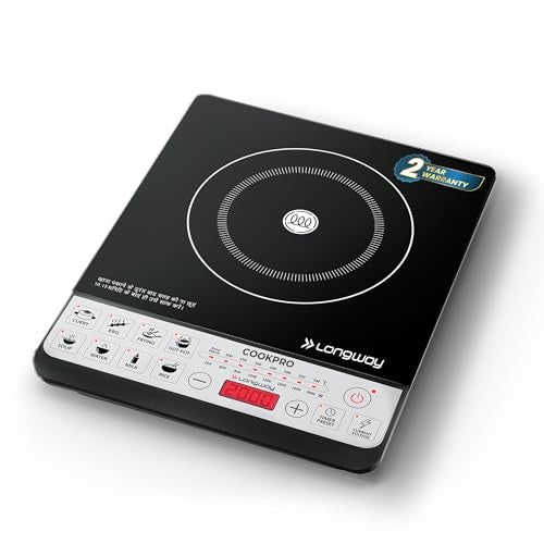 Longway Cookpro IC 2000 Watt Induction Cooktop with Auto Shut-Off & Over-Heat Protection With 8 Cooking Mode & BIS Approved (Black, Push Button) - Image 1