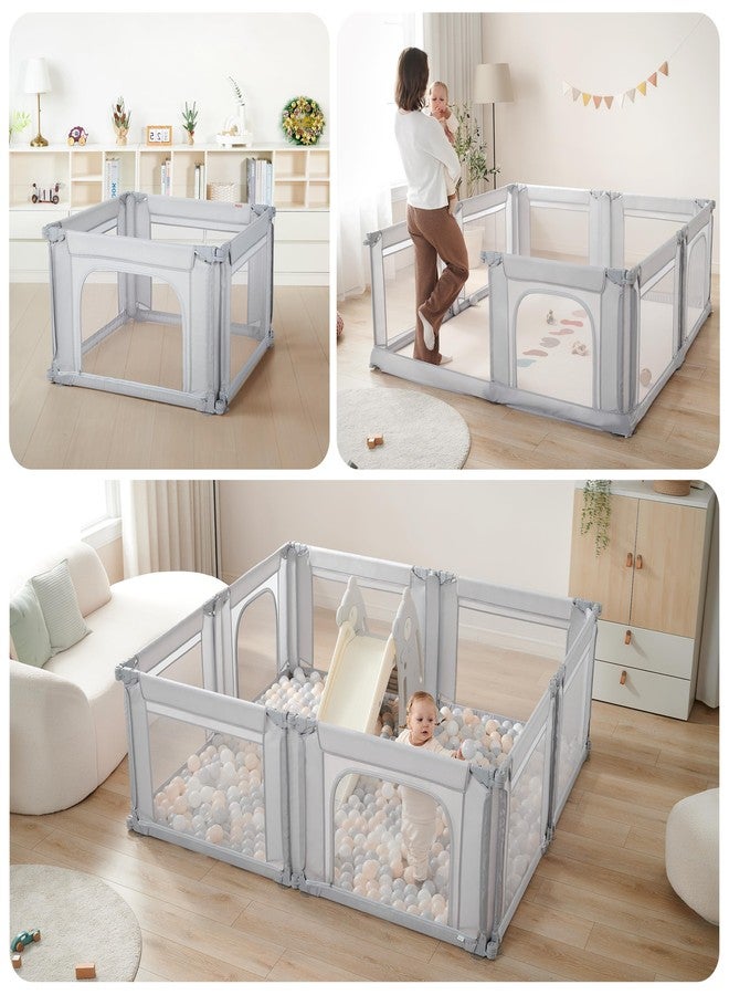 Sweeby Modular Baby Playpen, Customizable & Foldable Playpen for Babies and Toddlers with Easy Access Gate, Portable Indoor & Outdoor Play Yard, Adjustable Shape Kids Activity Center (79"x71", Grey) - Image 4