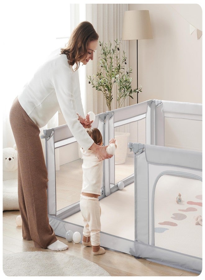 Sweeby Modular Baby Playpen, Customizable & Foldable Playpen for Babies and Toddlers with Easy Access Gate, Portable Indoor & Outdoor Play Yard, Adjustable Shape Kids Activity Center (79"x71", Grey) - Image 2