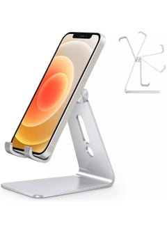 Omoton C2 Adjustable Cell Phone Stand, Aluminum Desktop Cellphone Stand with Anti-Slip Base and Convenient Charging Port, Fits All Smart Phones  - Image 1