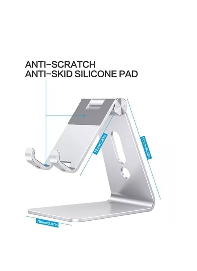 Omoton - C2 Adjustable Cell Phone Stand, Aluminum Desktop Cellphone Stand with Anti-Slip Base and Convenient Charging Port, Fits All Smart Phones - Image 1