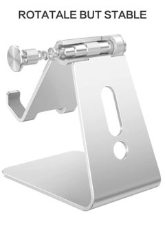 Omoton C2 Adjustable Cell Phone Stand, Aluminum Desktop Cellphone Stand with Anti-Slip Base and Convenient Charging Port, Fits All Smart Phones  - Image 4
