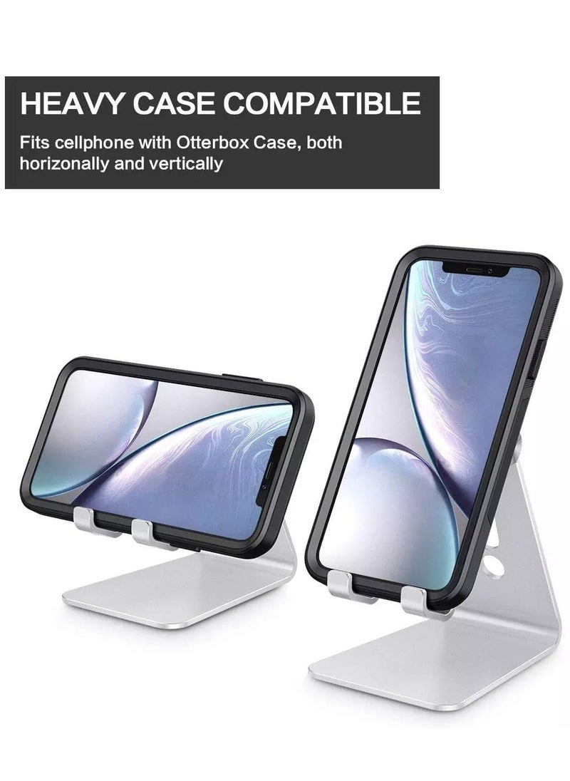 Omoton - C2 Adjustable Cell Phone Stand, Aluminum Desktop Cellphone Stand with Anti-Slip Base and Convenient Charging Port, Fits All Smart Phones - Image 1