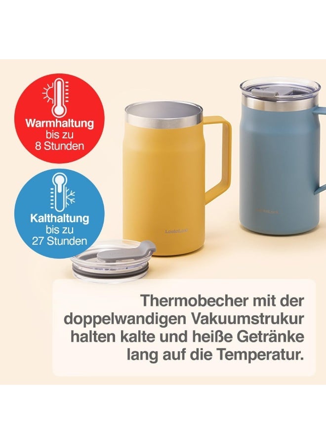LocknLock LocknLock Metro Mug Premium 18/8 Stainless Steel Double Wall Insulated with Handle Perfect for table with Lid, Blue, 20 oz - Image 4