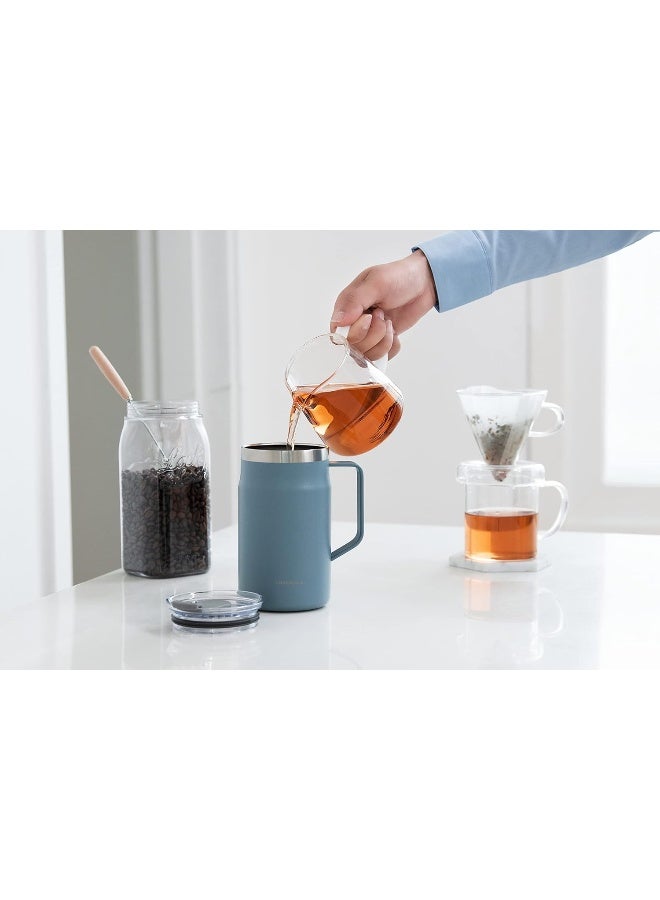 LocknLock LocknLock Metro Mug Premium 18/8 Stainless Steel Double Wall Insulated with Handle Perfect for table with Lid, Blue, 20 oz - Image 2