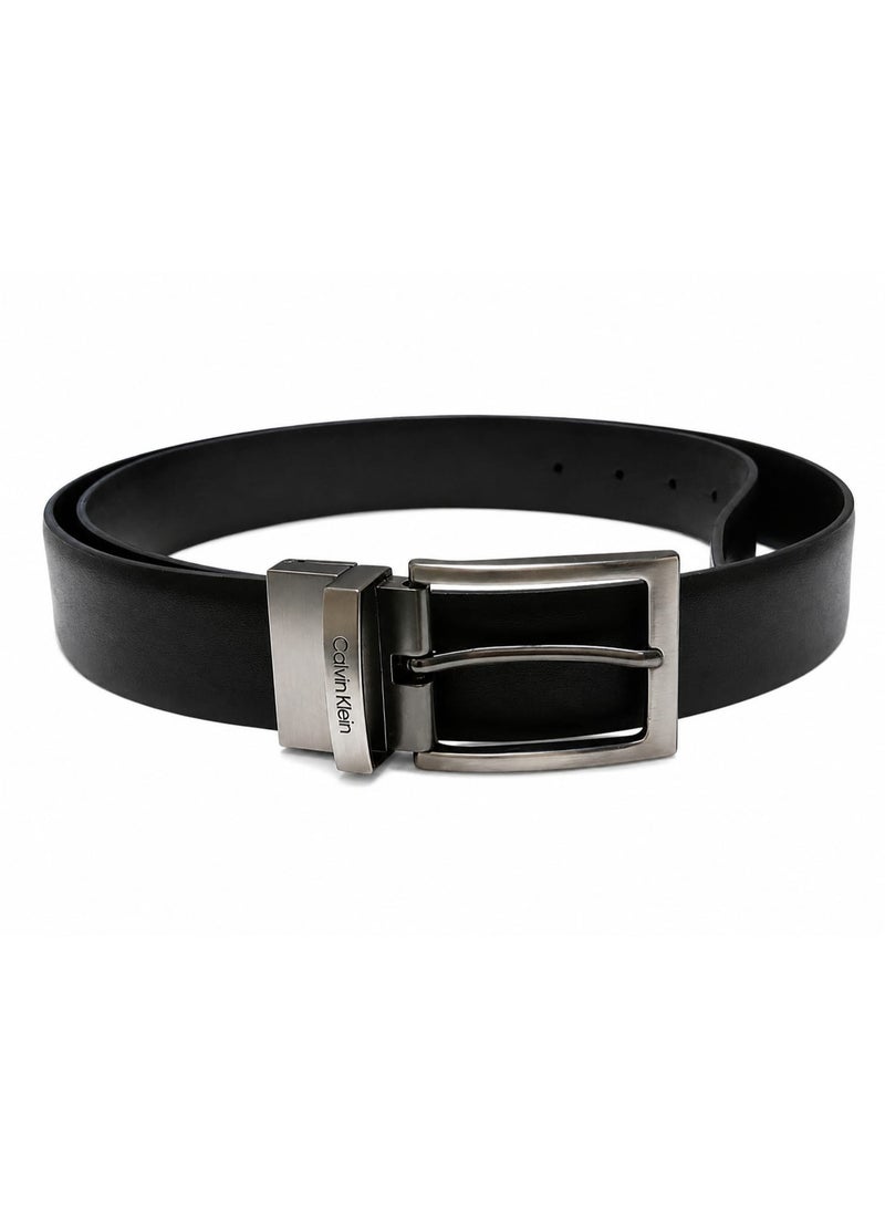 Calvin Klein Jeans Calvin Klein Men's Reversible Leather Belt – Black & Dark Brown with Silver-Tone Buckle - Image 1
