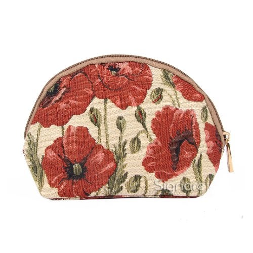 Signare Tapestry Cosmetic Bag Toiletry Makeup Bag for Women With Poppy Flower Design (COSM-POP) - Image 1