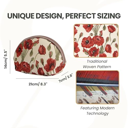 Signare Tapestry Cosmetic Bag Toiletry Makeup Bag for Women With Poppy Flower Design (COSM-POP) - Image 3