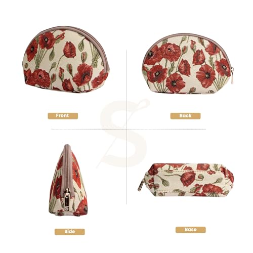 Signare Tapestry Cosmetic Bag Toiletry Makeup Bag for Women With Poppy Flower Design (COSM-POP) - Image 2