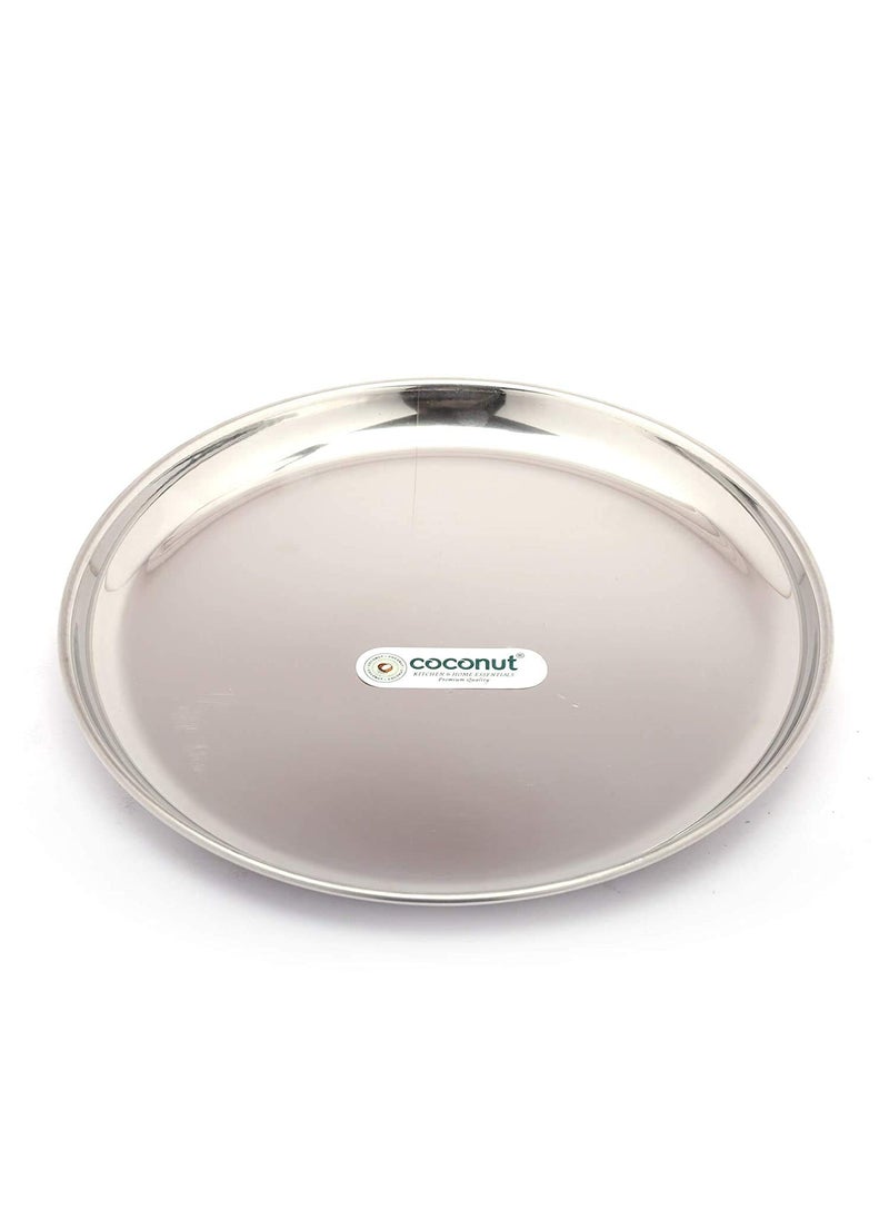 Coconut coconut Stainless Steel Plain Round Quarter Plates/Thali - China Plates -Set of 6 - Diameter 31 Cms Each  - Image 2