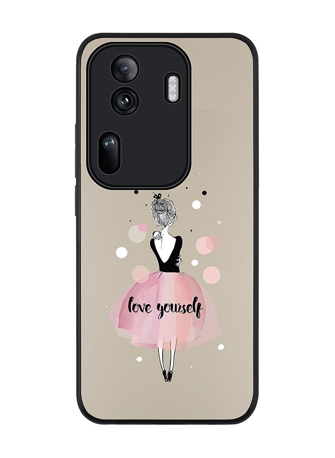 Stylizedd Rugged Black Edge Case for Oppo Reno11 Pro, Slim fit Soft Case Flexible Rubber Edges Anti Drop TPU Gel Thin Cover -  Love Yourself - Image 1