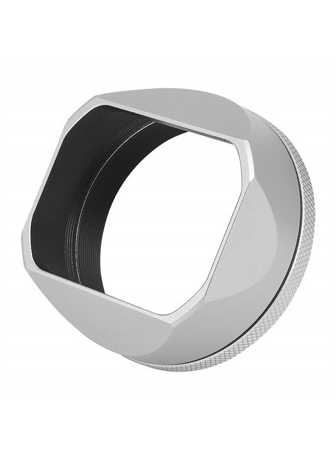 Haoge LH-X54W Square Metal Lens Hood with 49mm Adapter Ring for Fujifilm X100VI Fuji X100V Camera Silver - Image 2