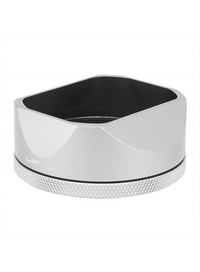 Haoge LH-X54W Square Metal Lens Hood with 49mm Adapter Ring for Fujifilm X100VI Fuji X100V Camera Silver - Image 5