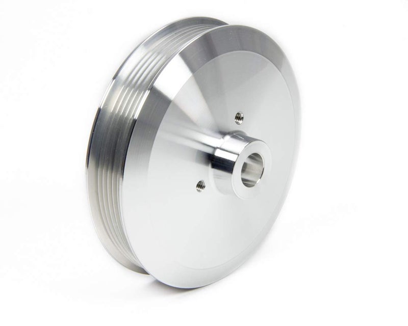 March Performance Power Steering Pump Pulley, Serpentine, 6-Rib, 3/4 in Press-On, 6 in Diameter, Aluminum, Clear Powder Coat, Long Water Pump, GM Pumps, Each - Image 3