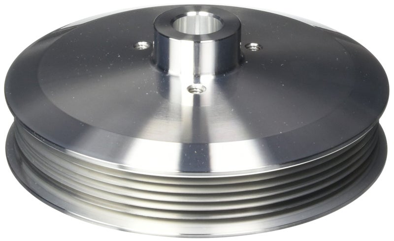 March Performance Power Steering Pump Pulley, Serpentine, 6-Rib, 3/4 in Press-On, 6 in Diameter, Aluminum, Clear Powder Coat, Long Water Pump, GM Pumps, Each - Image 2
