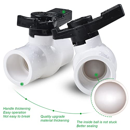 AIPOR 1/2" PVC Ball Valve (2-Pack), Shut-Off Valve with Easy to Rotate and Excellent Handle, Rated at 150 PSI, 1/2 inch Socket - Image 2