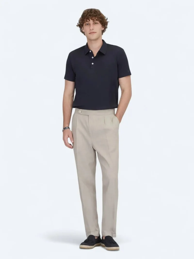 Kip Mink Weaving Carrot Fit Casual Cotton Blended Trousers