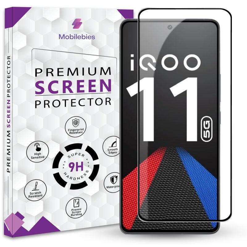 Mobilebies Premium Tempered Glass Screen Protector Guard For IQOO 11 / IQOO 9T (6.78 Inch, Pack of 1) | Edge to Edge Coverage With Easy to installation kit - Image 1