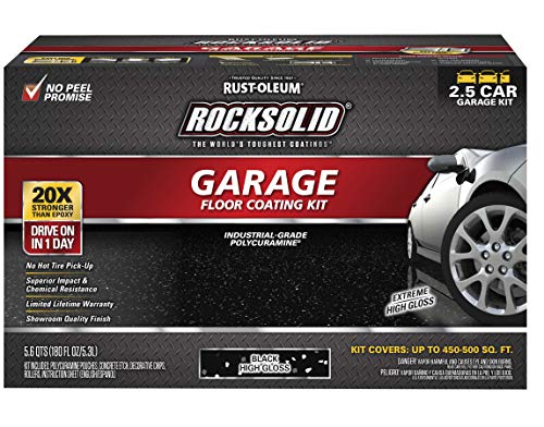 Rust-Oleum 318697 RockSolid Polycuramine Garage Floor Coating, 2.5 Car Kit, High Gloss Black - Image 1