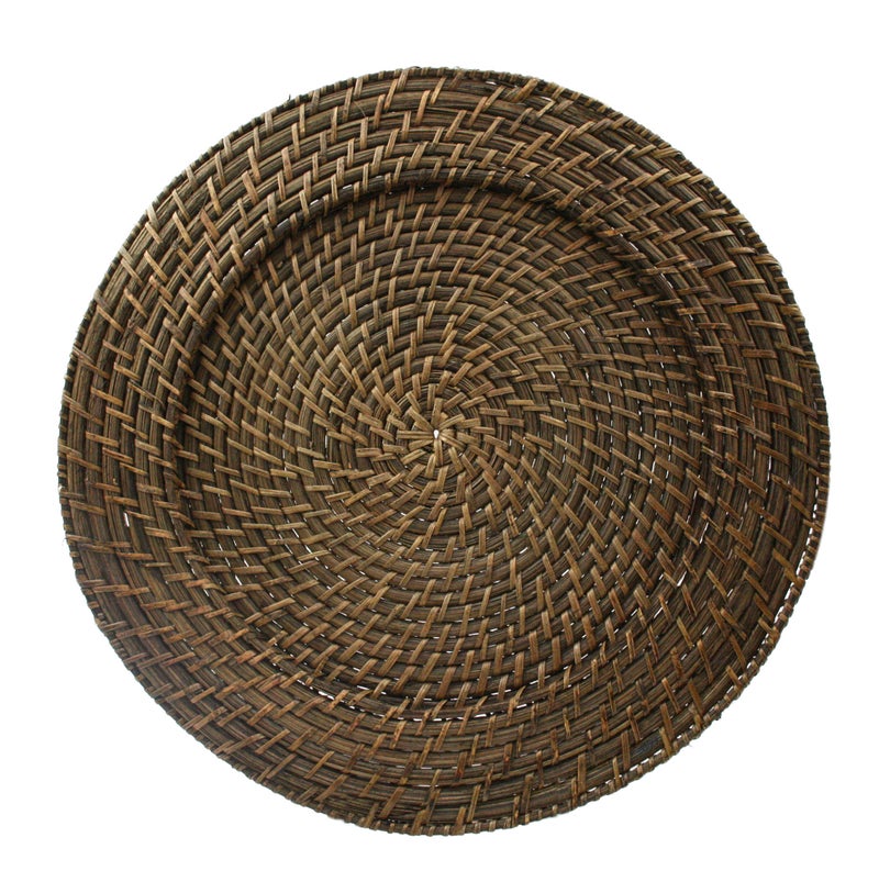 Jay Import Round Rattan Chargers Set of 4 Decorative Service Plates for Home, Professional Fine Dining Perfect for Events & Dinner Parties, Brick Brown, 13" " x 13" " x 0.5" - Image 3