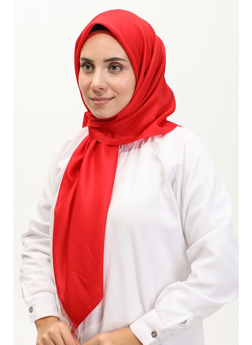 Sefa Merve Plain Scarf 1266-31 Red  - Image 1