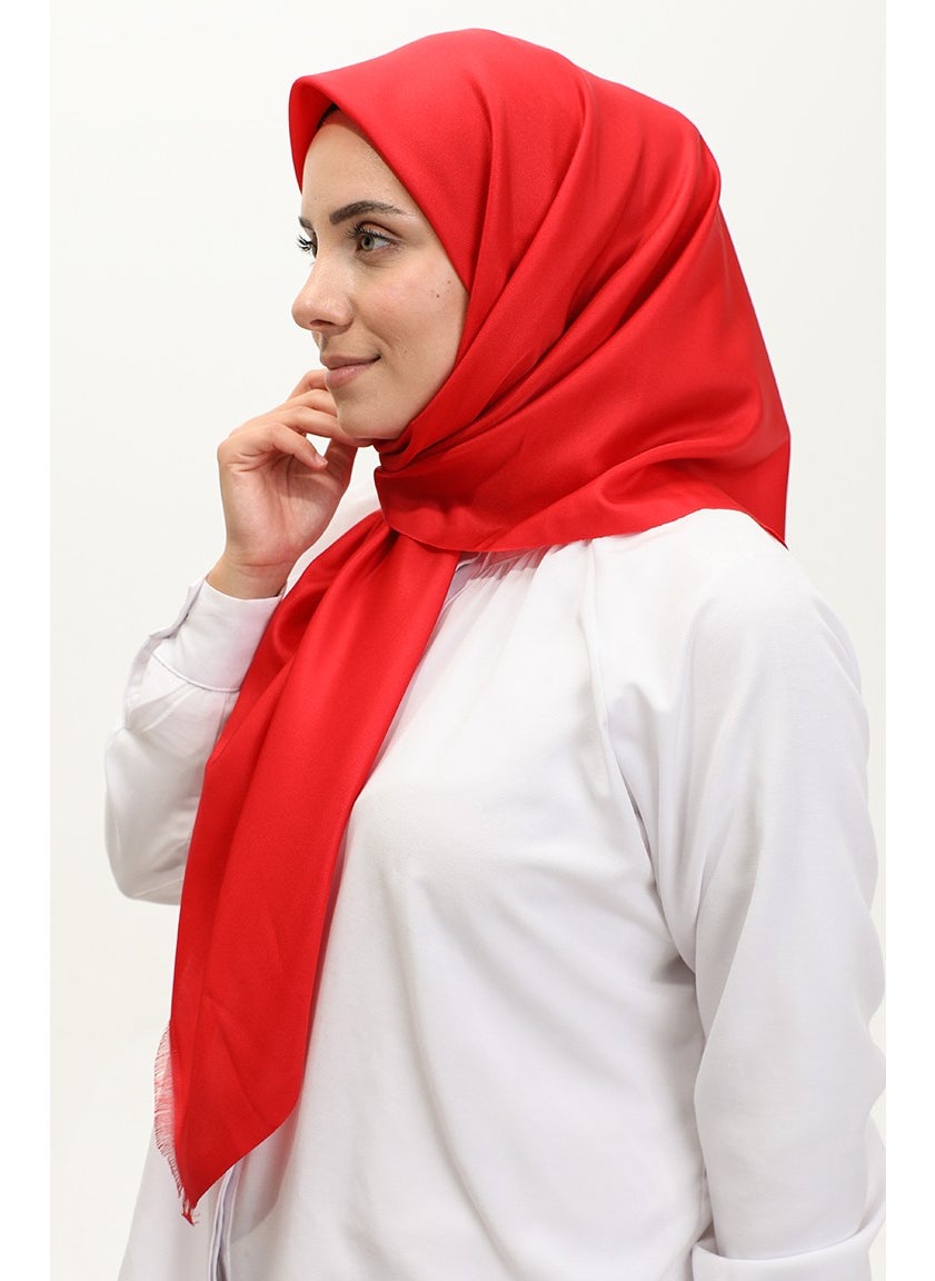Sefa Merve Plain Scarf 1266-31 Red  - Image 2