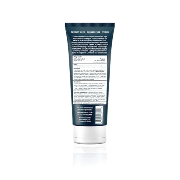 Oars + Alps Anti-Dandruff Shampoo with 2% Salicylic Acid, Made with Spirulina, Charcoal, + Green Algae Extract, 8 Fl Oz - Image 2
