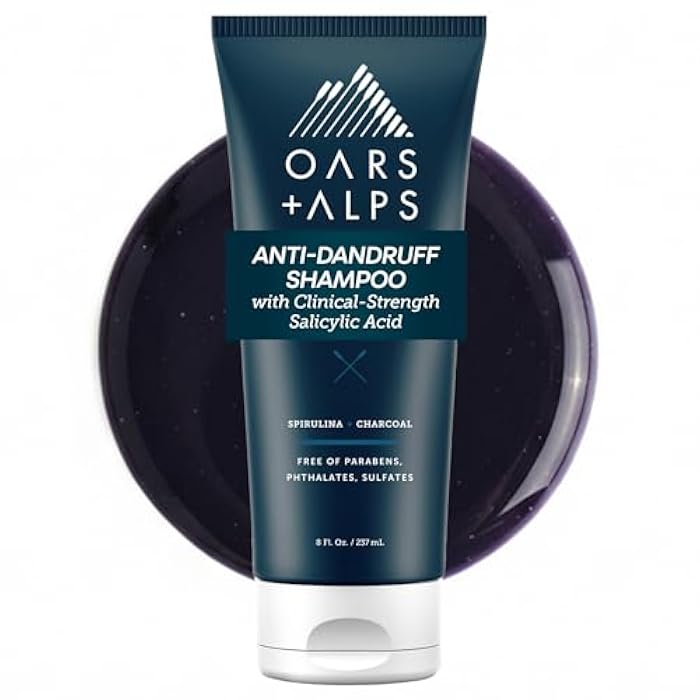 Oars + Alps Anti-Dandruff Shampoo with 2% Salicylic Acid, Made with Spirulina, Charcoal, + Green Algae Extract, 8 Fl Oz - Image 1