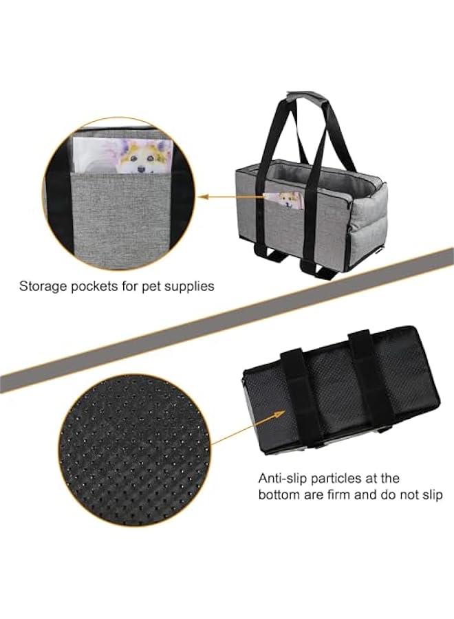 تراسل مقعد معزز لسلامة الحيوانات الاليفة من تراسل، مقعد سيارة مركزي للقطط والكلاب الصغيرة، سلة للحيوانات الاليفة، مسند ذراع لوحدة التحكم في السيارة، شنطة سرير للكلاب والحيوانات الاليفة الصغيرة حتى وزن 13 - Image 4