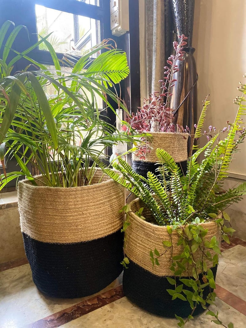 PartyStuff Home Jute Cotton Basket Planter Basket for Home MultiPurpose Storage Bag for Bathroom Living Room Laundry Toys XLarge 14x14 inch Pack of 1 - Image 5