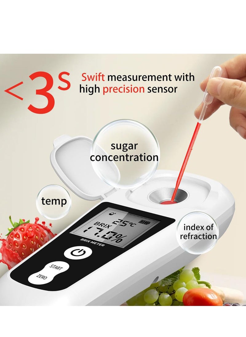 Digital Brix Refractometer with LCD, for Fruit Juice and Coffee, with Auto Temperature Compensation, 0-55% Range, ±0.2% Accuracy, Rechargeable Brix Meter for Liquid Sugar Content - Image 2