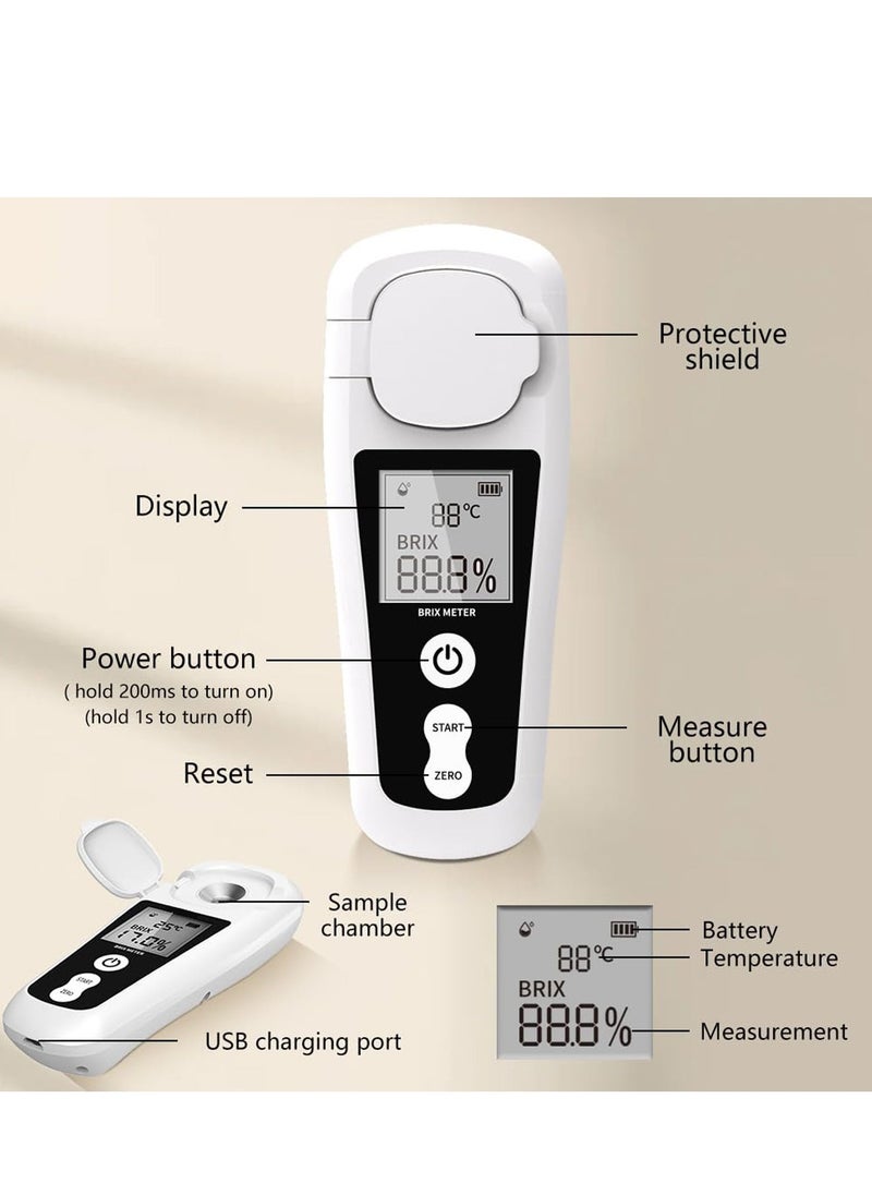 Digital Brix Refractometer with LCD, for Fruit Juice and Coffee, with Auto Temperature Compensation, 0-55% Range, ±0.2% Accuracy, Rechargeable Brix Meter for Liquid Sugar Content - Image 3