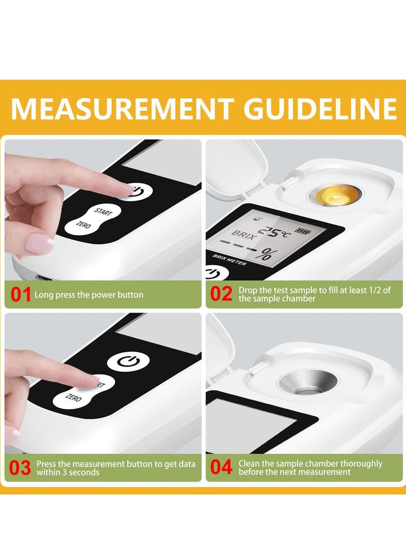 Digital Brix Refractometer with LCD, for Fruit Juice and Coffee, with Auto Temperature Compensation, 0-55% Range, ±0.2% Accuracy, Rechargeable Brix Meter for Liquid Sugar Content - Image 5