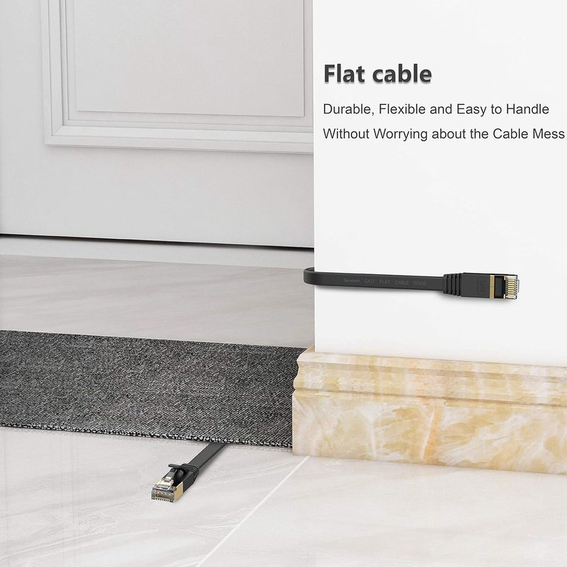 Senetem Cat 7 Ethernet Cable 50 ft High Speed 10Gbps 600MHz, Shielded Ethernet Cord, LAN Cable with RJ45, Weatherproof Flat Internet Network Patch Cord, Fast LAN Wire for Gaming, PS5/4/3, Xbox, Modem, Router - Image 4
