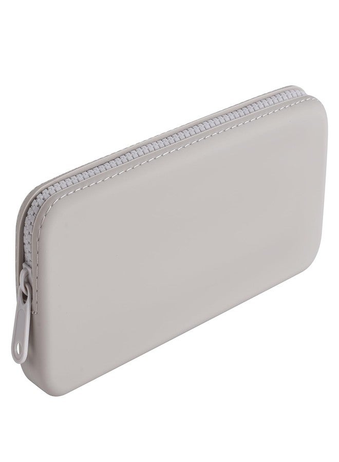 WHHJM Silicone Makeup Brush Holder Travel Makeup Bag Soft Portable Brush Organizer, Large Travel Essentials Makeup Brush Case Zipper Pouch (Grey) - Image 1