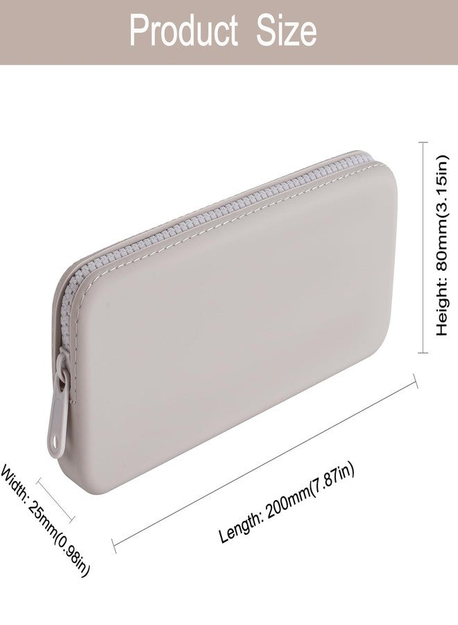 WHHJM Silicone Makeup Brush Holder Travel Makeup Bag Soft Portable Brush Organizer, Large Travel Essentials Makeup Brush Case Zipper Pouch (Grey) - Image 4