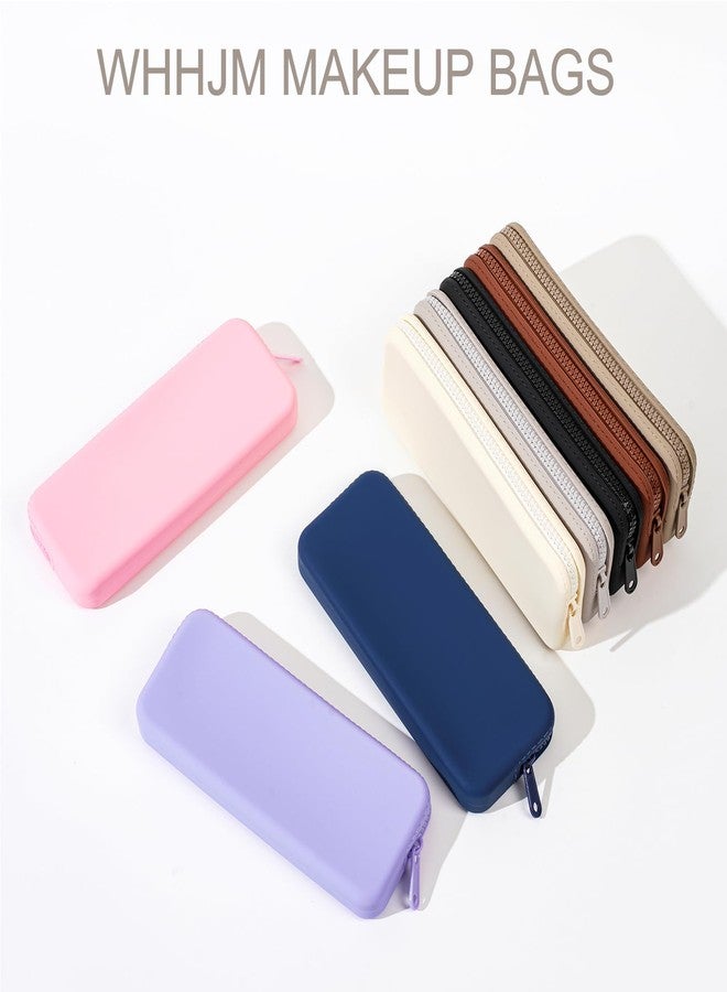 WHHJM Silicone Makeup Brush Holder Travel Makeup Bag Soft Portable Brush Organizer, Large Travel Essentials Makeup Brush Case Zipper Pouch (Grey) - Image 5