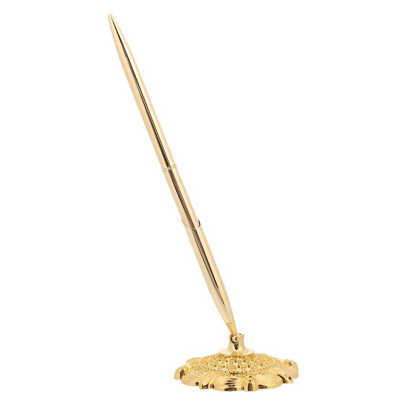 Gold Finish Metal Ballpoint Pen With Holder For Business Signature Blue Ink - Image 2