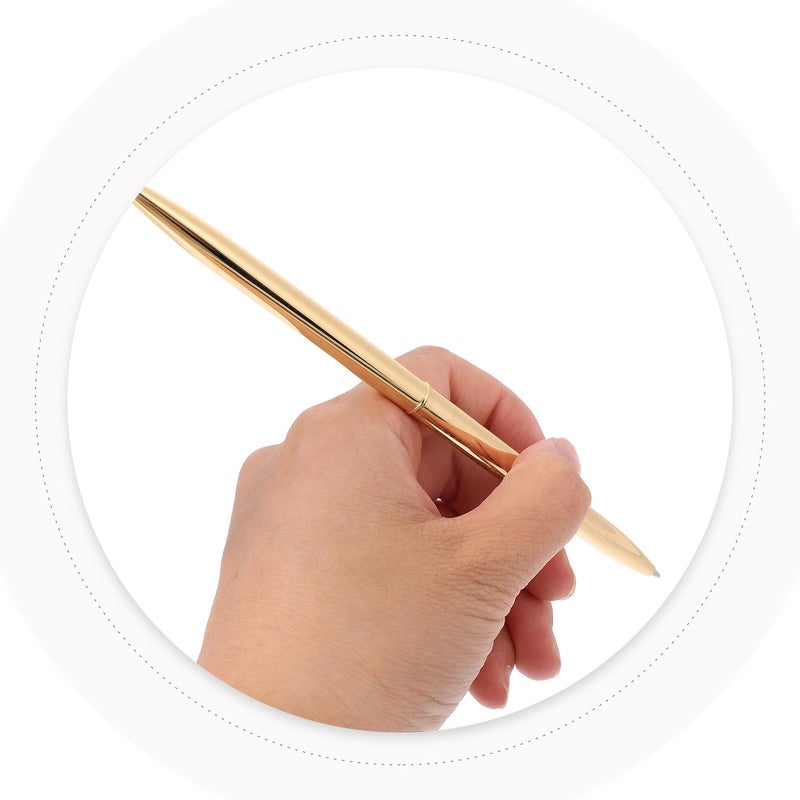 Gold Finish Metal Ballpoint Pen With Holder For Business Signature Blue Ink - Image 4