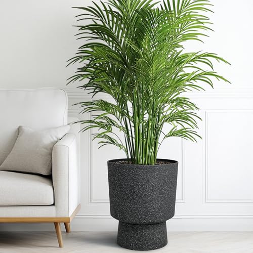 Ultym 16.8" Large Planters Set of 2 Modern Pedestal Plant Pots with Drainage Hole, Durable Plastic Flower Pots w/Terrazzo Finish, Weather-Resistant for Garden Patio Balcony Home Outdoor Indoor Decor - Image 3