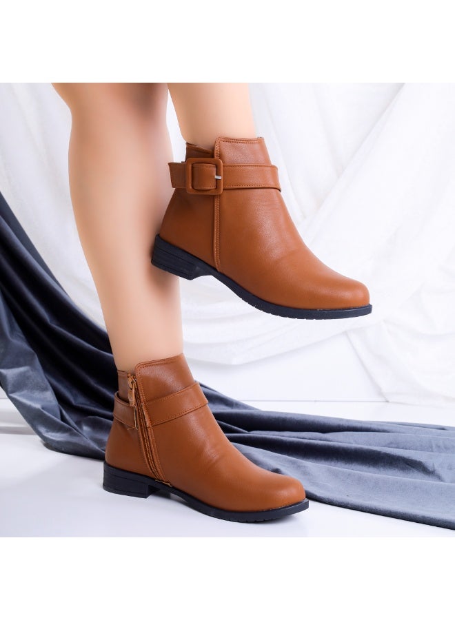 لايف ستيلاش  جزمات الكاحل جلد باكسسوار G-16 - هافان - Image 4